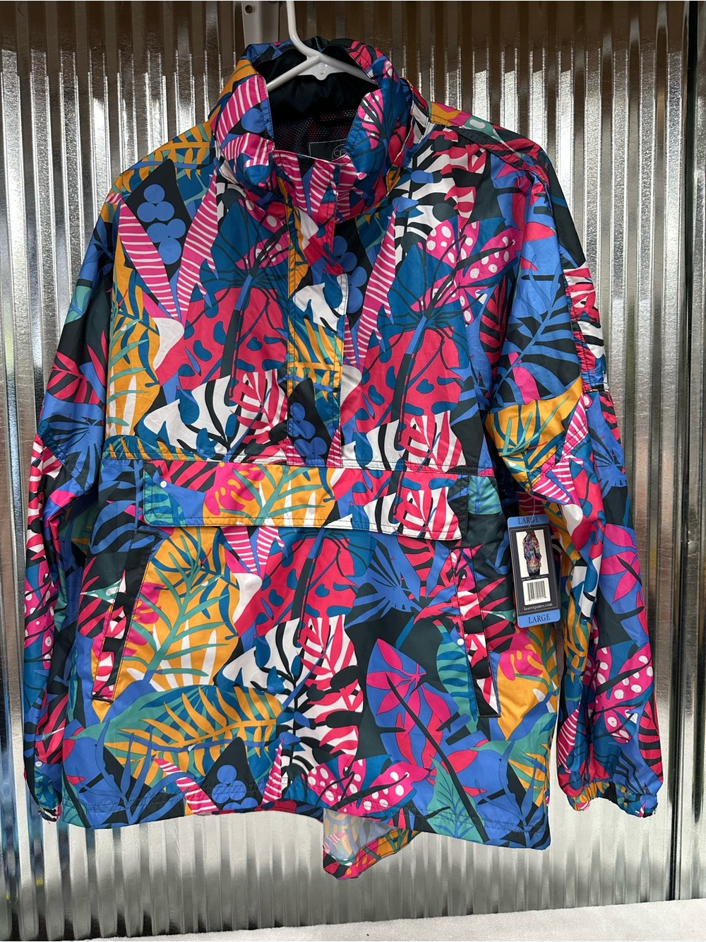 Lauren James Floral Hooded Pullover Jacket Size Large NWT